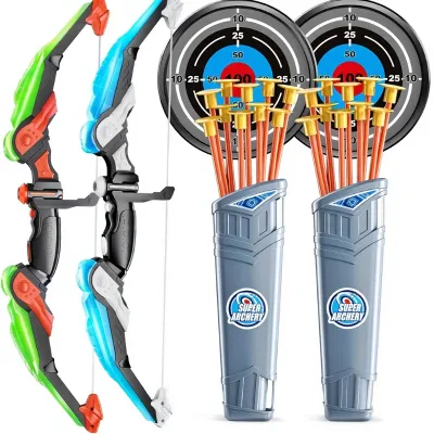 Cross-border Childrens Sports Shooting Toy Boys Light-Up Plastic Bow and Arrow Set Outdoor