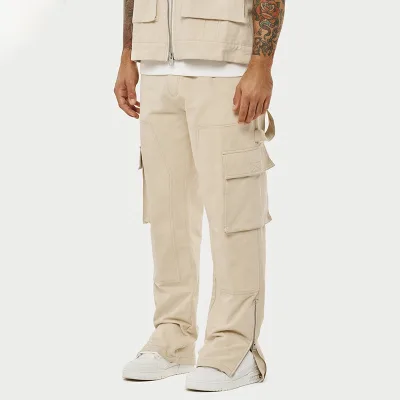 Manufacture Heavy Weight Vintage Straight Leg Cargo Pants Mens Custom Utility Multi-pocket Baggy Cargo Pants