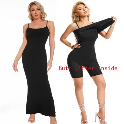 2024 New Long Maxi Sleeveless Tank Dress Bodycon Spaghetti Strap Sundress for Party Beach Club-Shaper Dress