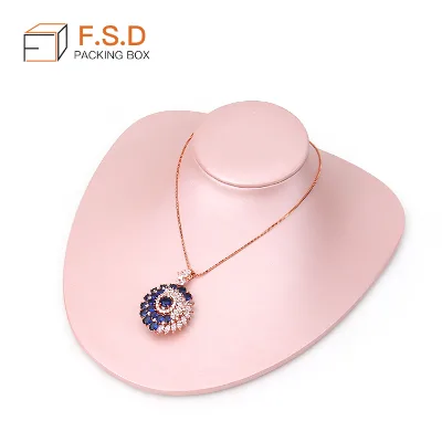 Elegant Necklace Stand Pink PU Leather Jewelry Display Stand Luxury Jewelry Display High-end Jewellery Display Stand