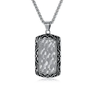 High Quality Men Jewelry Gift Vintage Punk Style Stainless Steel Shield Pendant Necklace Silver Golden Chain Lone Necklace