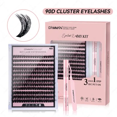 DAMMAN DIY Eyelash Kit 3D 6D Cluster Lash Kit Fluffy Lashes 30D-90D D Curl Create Natural or Volume Eyelash Cluster Eyelashes