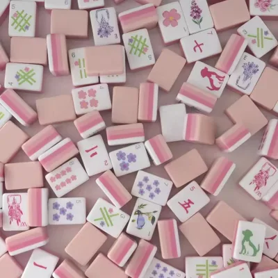 Wholesale 2026 New American Mahjong Elegant Flower Whispers Light Pink Acrylic Mahjong Gift Set for Entertainment and Leisure