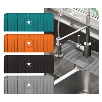 Long Silicone Sink Mat Faucet Absorbent  holder  Self-draining  Faucet Mat