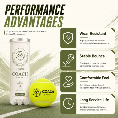 Extra Duty Tennis Padel Balls with High-Quality Needle Felt Stable Bounce & Wear Resistant for All Courts 3-Ball Canister Pack