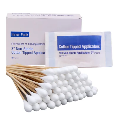 3inch 7.6cm Medical Cotton Buds Cotton Tipped Applicators Paper Bag Cotton Swab