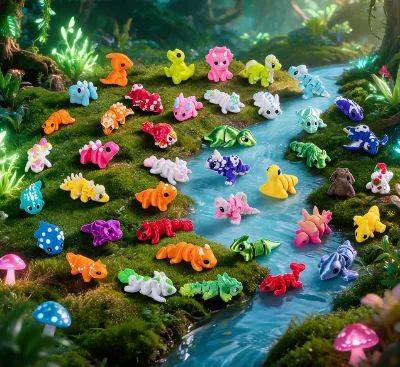 3D Printed Articulated Dinosaur Figurines Flexible Joint Animal Figures for Office Desk Fidget Toys Sensory Stress Relief Gifts