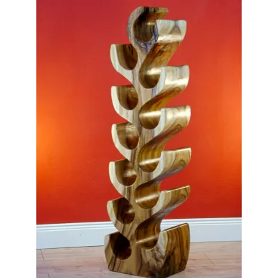 Large Solid Wood Wine Rack for 8 or 12 Bottles Wooden Wine Shelf Freestanding in Tree Shape Natural