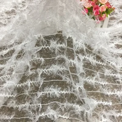 New Soft Dot Jacquard Embroidered Mesh 3D Embroidered Feather Women's and Children's Clothing Bag Fabric