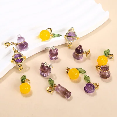 Crystal Jewelry Natural Crystal Pendant Small Drop Carving DIY Handmade Necklace for Healing