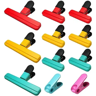 Aranray 11 Pack Plastic Airtight Food Bag Clips (3 Large 6 Small & 2 Round) for Freezer & Kitchen Use