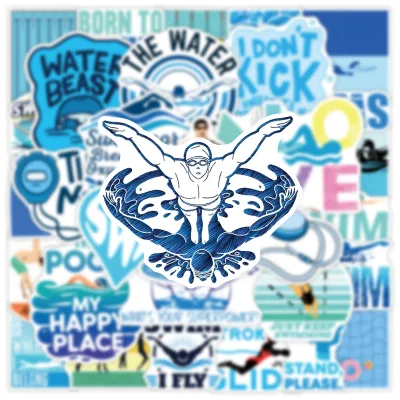 50Pcs Swim Athlete Motivational Stickers Swimming Sport Graffiti Vinyl Decals Waterproof Stickers for Swim Team Gift