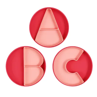 Eco-friendly Silicone Baby Plate Suction Divided Kids Feeding Plate Food Grade Non Slip Baby Dinner Plates