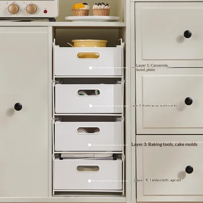 Kitchen Bathroom Cabinet Storage Box Pull-out Stackable Overlapping Rack Sink Carbon Steel Painted Basket Tools Sundries