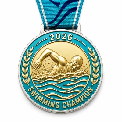 Factory Wholesale Custom 3D Zinc Alloy Gold Sports Medal for Kids Martial Arts Swimming Championship Charity Heart Award