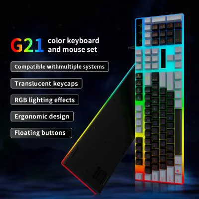 G21 OEM ODM Factory Price Custom 104 Keys Rainbow Backlight Membrane Gaming Keyboard with Full Key Conflict-free Design for PC
