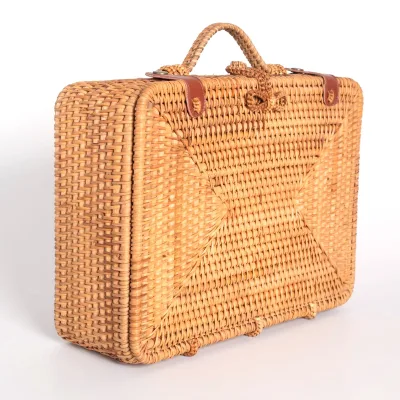 Travel Picnic Suitcase Rattan Suitcases Traveling Bags Suitcases Vintage Luxury Luggage Bag for Kids Adults Men Women