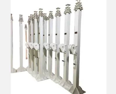 15M Max Height Hand Crank Winch Telescopic Mast, Double Wire Rope Light Tower & Camera Pole 4m-12m