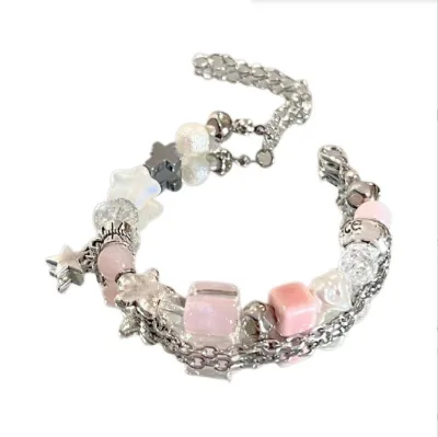 2025 Moon Star Charm Fantasy Popcorn Crystal Pearl Glass Bead Colorful Girls Women Friendship Bracelets Jewelry Gift