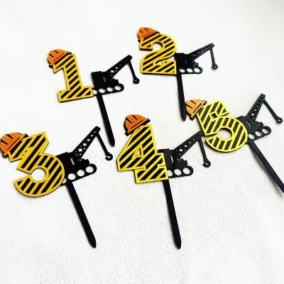 Boy's Crane Numbers Cake Toppers