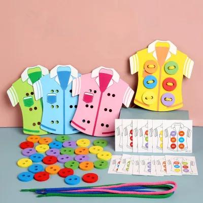 Popular Wear Clothes Rope Toy Parent-Child Interaction Early Education Lacing Sewing Buttons Handmade Toy