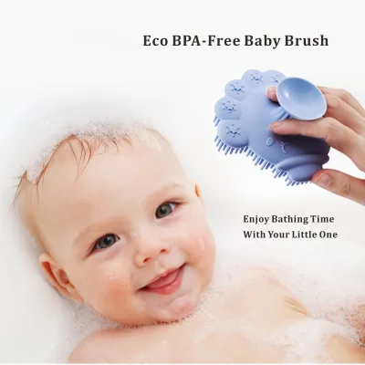 PRODIGY Bw006 Hot Selling Cute Cartoon Octopus Care Soft Silicone Soft Baby Shampoo Brush With Suction Cup