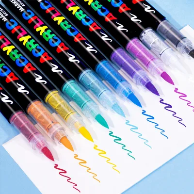 Soft-tipped Liquid Acrylic 12-color Permanent Markers for Children's Art Hand-drawing Doodling and Color Layering Wholesale
