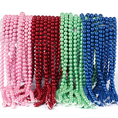 Factory Wholesale 3/4/5/6/8/10/12mm Round Glass Beads with Hole Threading Glass Pearls for Crystal Lampwork Glass Jewelry