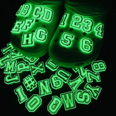 Glow in Dark DIY PVC Charms for Mobile Phone Cases Bags Alphabet Number Removable Accessories Croc Perforated Factory Wholesale