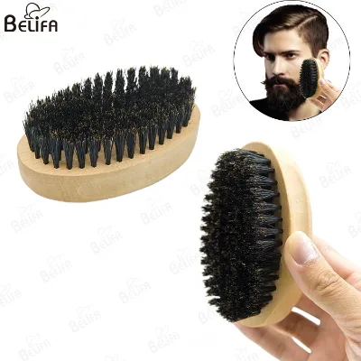 Original Wood Handle Mustache Brush Boar Bristle Brush Barber Natural Wood Color Beard Brush Beard