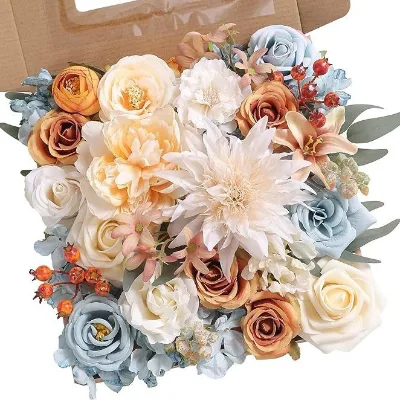 Gift Box Handmade Silk Sunflower & Rose Bouquet for Wedding Birthday Proposal-Decorative Flower Arrangement