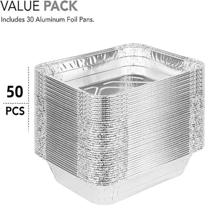 50pcs Disposable Aluminium Foil, Various Sizes, Tin Pans Are for Cooking, Heating, Storing and Preparing Food.