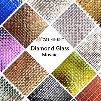 Diamond Face Glass Mosaic Silver Mirror Mosaic for the bar Decoration Background Wall with Adhesive Backing