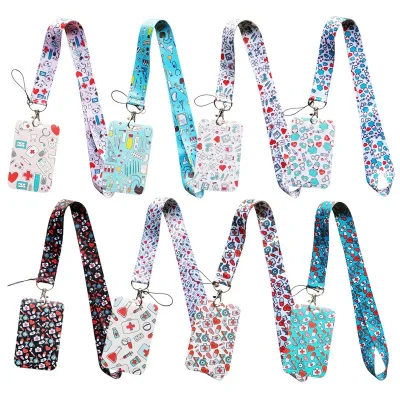 High Quality Name Tag Medical Neck Lanyards for Id Badges Vertical Card Holder Polyester Lanyard Strap Doctors Nurses Exhibition