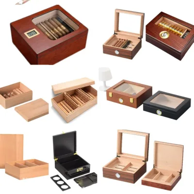 Custom Wooden Cigar Gift Box with Temperature Display Luxury Wedding Gift Box Various Styles Colors Materials
