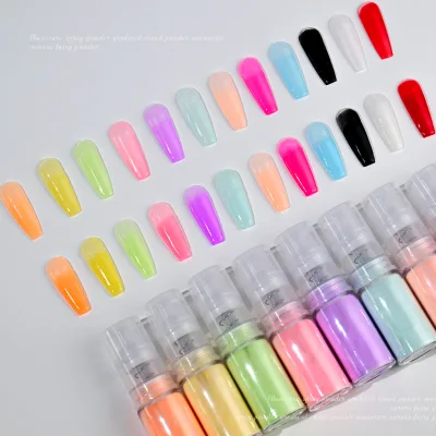 10g Acrylic Gradient Nail Spray Powder Macaron Color Dipping Powder Pigment Manicure Crystal Ombre Spray Powder Flake Glitter