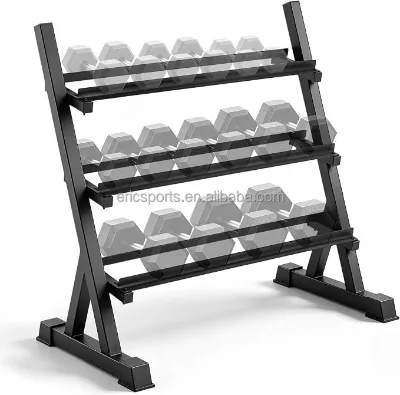 Heavy-Duty Weight Rack for Dumbbell, Kettlebell | Easy Assembly, 1000LB Capacity, 3-tier Design, Fully Adjustable Bar Spacing