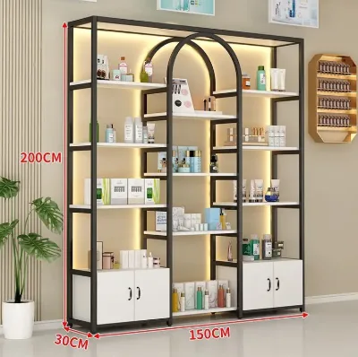 Factory Whose Luxury Beauty Salon Light Display Shelf Cosmetics Nail Skin Care Stand Cabinet Store Display Shelf Storage Rack