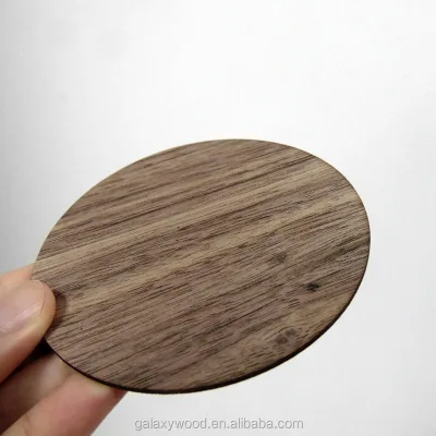 Factory Custom Handmade 2 mm Thickness Walnut  Wooden coaster