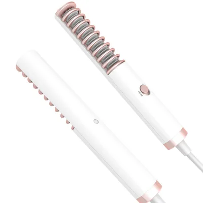 Electric Mini Professional Straightening Comb Ceramic Coating Instant Heating Constant Temperature 2 in 1 Negative Ion Brush