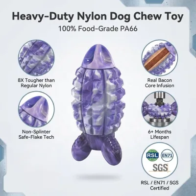 Extreme Food Grade Flavored Real Natural Durable Heavy Chewer Indestructible Hard Tough Nylon Dog Chew Toys