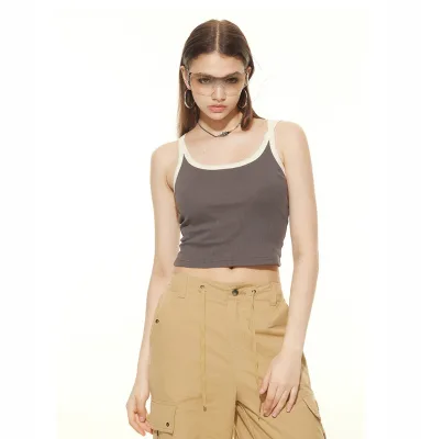 Top for Women New European American Style Sexy Sleeveless  Solid Print Spicy Girl Top