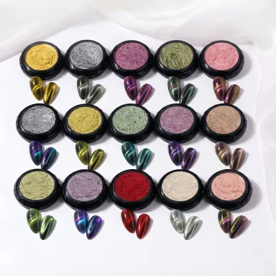 3D Cat Eye Slow-Suction Plastic Magnetic Powder for Nail Art & Leather Printing Pearlescent 14 Shades