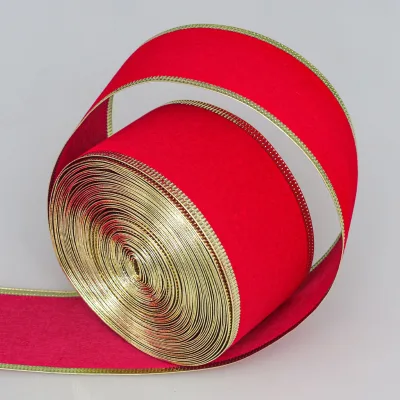 Velvet Ribbon Red Set 5" X 10 Yd Fabric Trim for Christmas Wreath Decoration Handmade Craft Ornaments Gift Wrapping & Bow Making