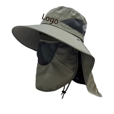 2025 Unisex UPF 50+ Sun Protection Bucket Hat Climbing Camping Neck Cover and Face Mask for Outdoor Sports Fishing Travel