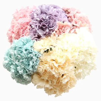 Other Decorative Flowers and Plants Decorative Single Head Artificial Mum Flower Carnation Bunch Carnations Bulk Flowers