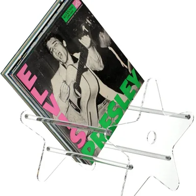 Acrylic CD Album & Vinyl Transparent Foldable Display Stand with Easy Assembly & Disassembly for Home Storage and Desktop Use