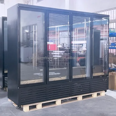 Supermarket Fridge Freezer with 4 Glass Doors Walk-In Freezer for Refrigerating Vegetable and Meat