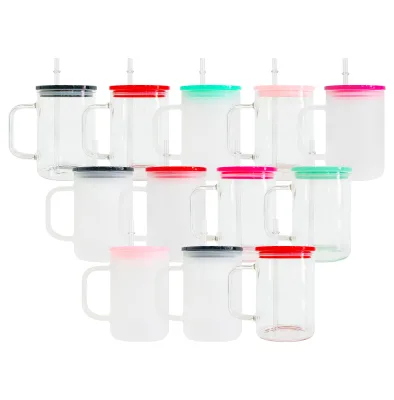 Best Value Gift 17oz Reusable Blank Sublimation Camper Mug with Colorful Plastic Lid for Heat Thermal Coating Transfer