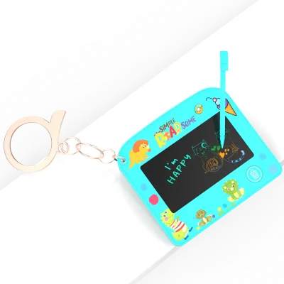 Kids Mini Cartoon LCD Handwriting Board Key Fob, Plastic School Bag Pendant Doodle Drawing Toy for Age 5-7
